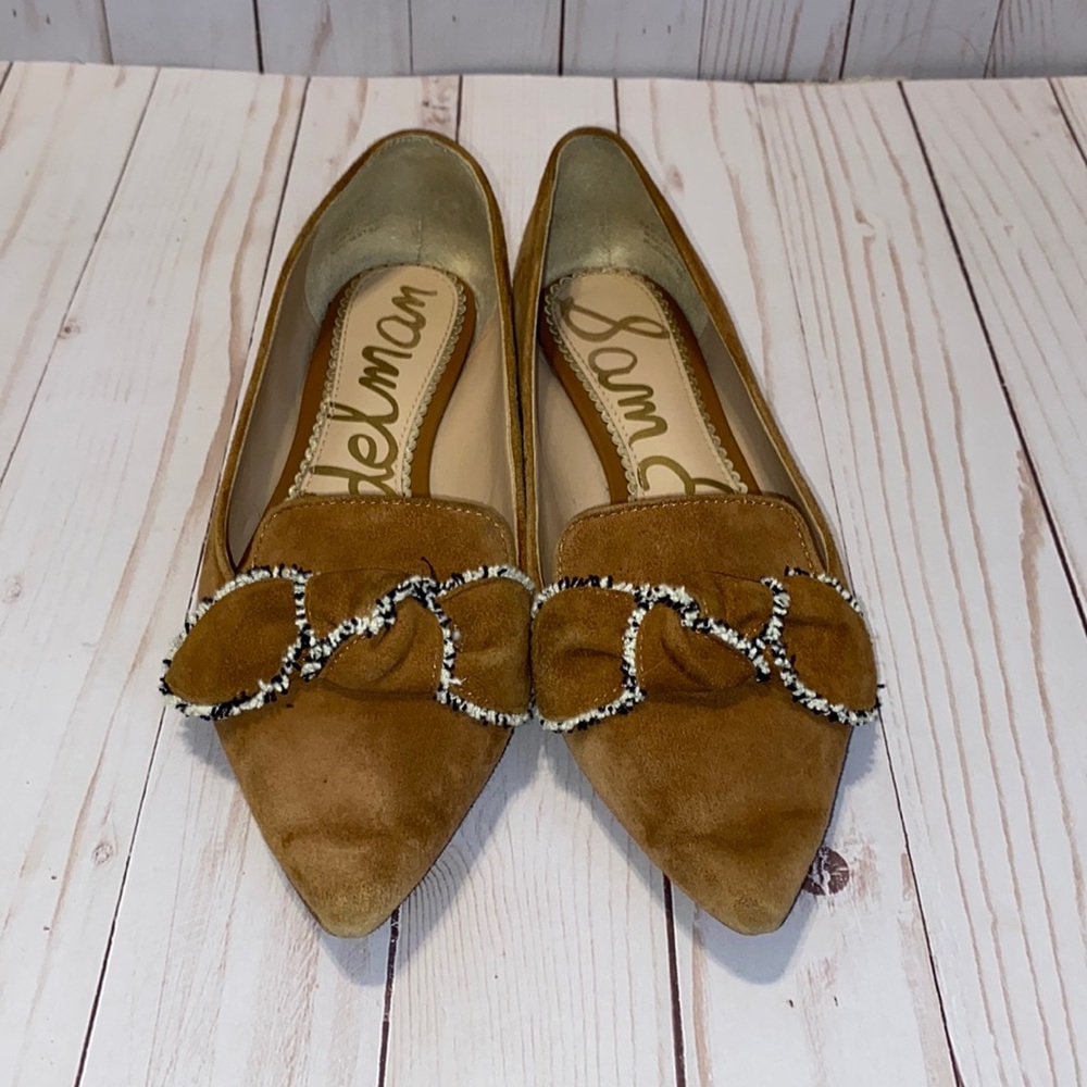 Sam Edelman light brown suede bow front flat